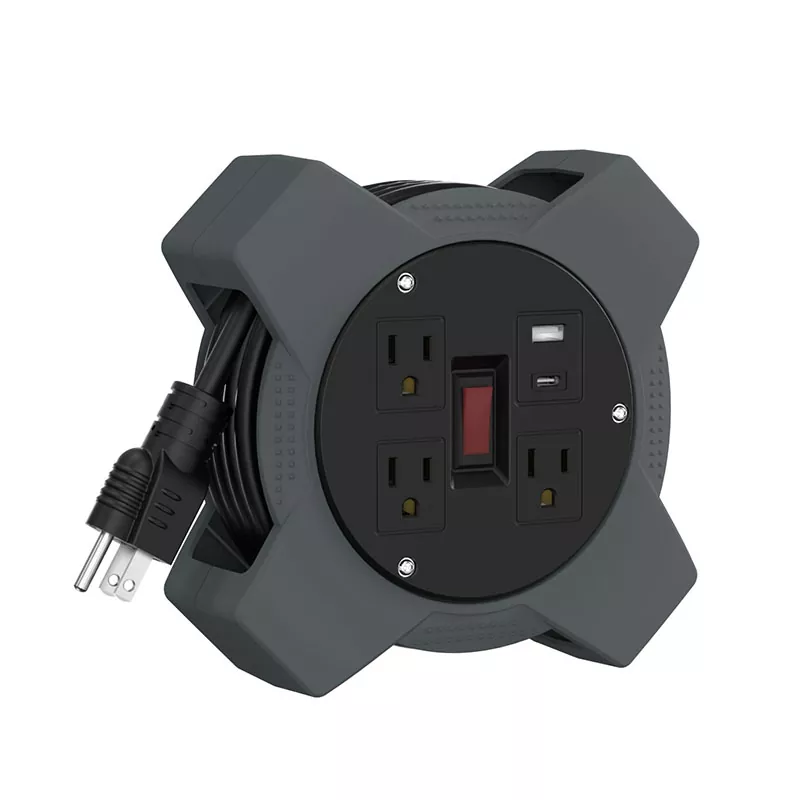 3 udtag Usb Plastic Ledningsrulle 20ft 3 udtag Usb Plastic Ledningsrulle 20ft