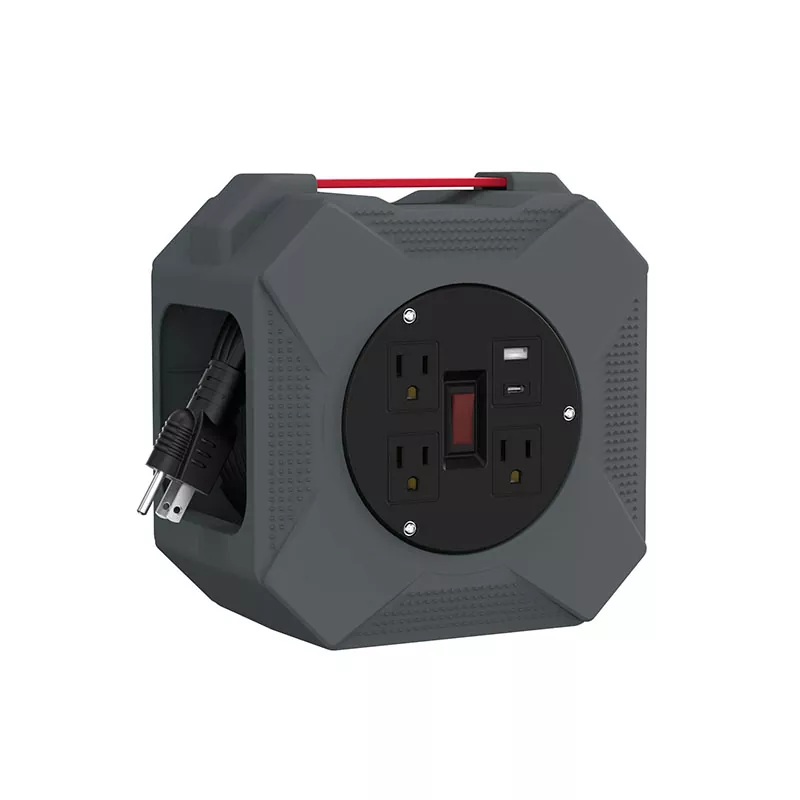 3 udtag Usb2.4a plastikledningsrulle 45ft 3 udtag Usb2.4a plastikledningsrulle 45ft