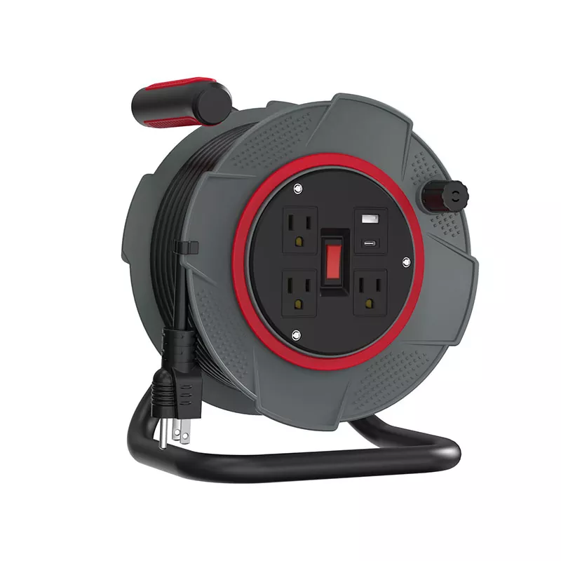 3 udtag Usb Plastic Ledningsrulle 45ft 3 udtag Usb Plastic Ledningsrulle 45ft