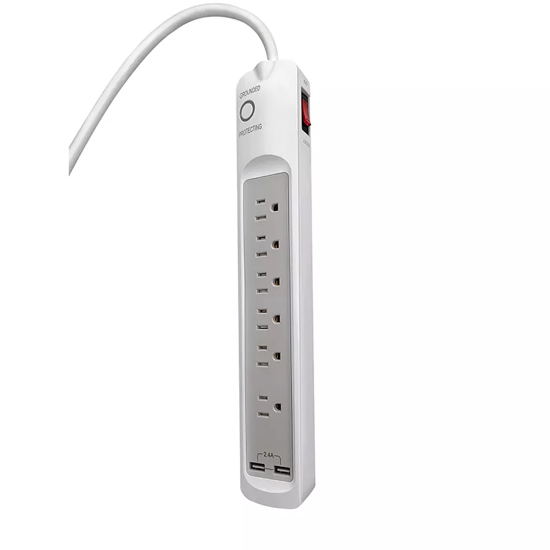 6 udtag Usb 2.4a Power Strip